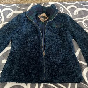 Pendleton Blue Fleece Zip Up Jacket Small Wool Blend LS Western Country Boho